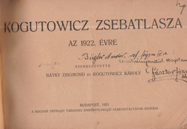 Btky Zsigmond- Kogutowicz Kroly (szerk) - Kogutowicz zsebatlasza az 1922. vre