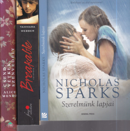 Nicholas Sparks, Tammara Webber, Alice Munro - 3 db. romantikus reg�ny (Szerelm�nk lapjai + Breakable- T�r�keny + Csend, v�tkek, szenved�ly)