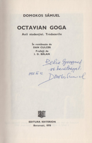 Domokos S�muel - Octavian Goga (Dedik�lt)