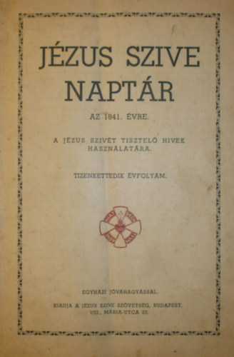 ismeretlen - Jézus szive naptár az 1941. évre