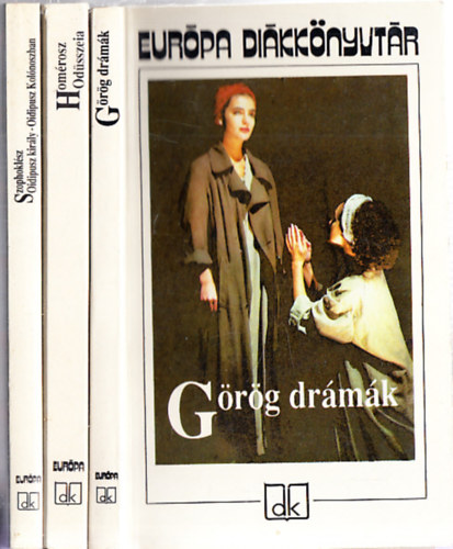 Hom�rosz, Szophokl�sz - 3 db. Eur�pa Di�kk�nyvt�r: G�r�g dr�m�k (Lel�ncolt Prom�theusz - Antigon� - �phigeneia Auliszban - A madarak) + Od�sszeia + Oidipusz kir�ly - Oidipusz Kol�noszban