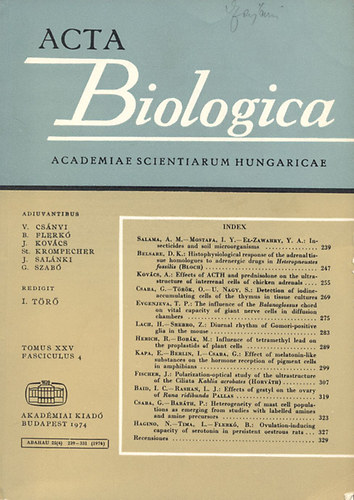 I. Tr (szerk.) - Acta Biologica (A Magyar Tudomnyos Akadmia biolgiai kzlemnyei)- Tomus XXV., Fasciculus 4.