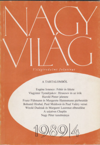Kry Lszl (szerk.) - Nagyvilg 1989/4 (vilgirodalmi folyirat)