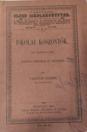 Iskolai köszöntők egy tanítóval bíró falusi népiskolák számára