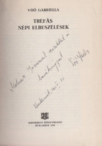 V Gabriella - Trfs npi elbeszlsek (Dediklt)