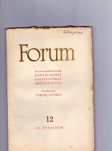 V�rtes Gy�rgy - Forum (foly�irat) 1949 december