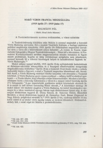 Halm�gyi P�l - Mak� v�ros francia megsz�ll�sa ( 1919 �prilis 27-1919 j�nius 17 ) - K�l�nlenyomat