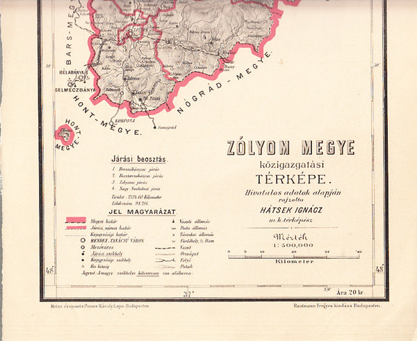 Htsek Igncz - Zlyom megye kzigazgatsi trkpe