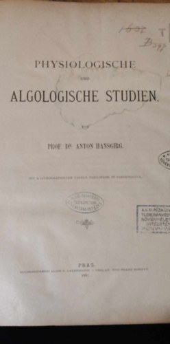 Anton Hansgirg - Physiologische und Algologische Studien (Fiziolgiai s algolgiai vizsglatok francia nyelven)
