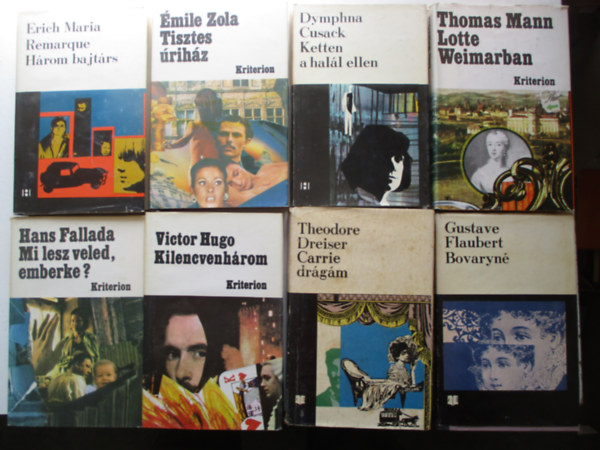 8 db reg�ny a Horizont k�nyvek sorozatb�l (H�rom bajt�rs, Tisztes �rih�z, Bovaryn�, Carrie dr�g�m, Kilencvenh�rom, stb...)