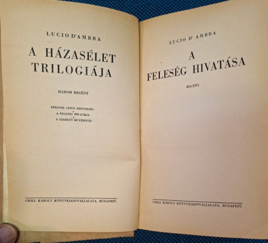 Lucio D' Ambra - A feleség hivatása - A házasélet trilógiája