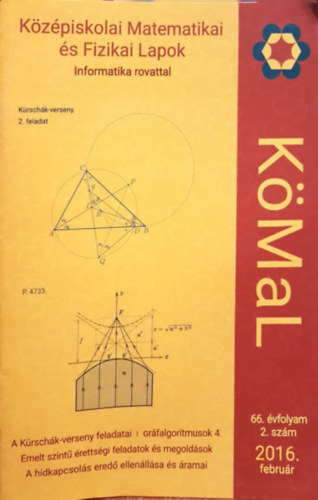 Középiskolai matematikai és fizikai lapok 66. évfolyam 2. szám 2016 február