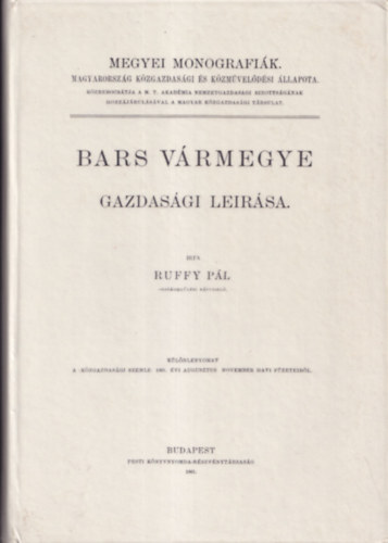 Ruffy P�l - Bars v�rmegye gazdas�gi le�r�sa