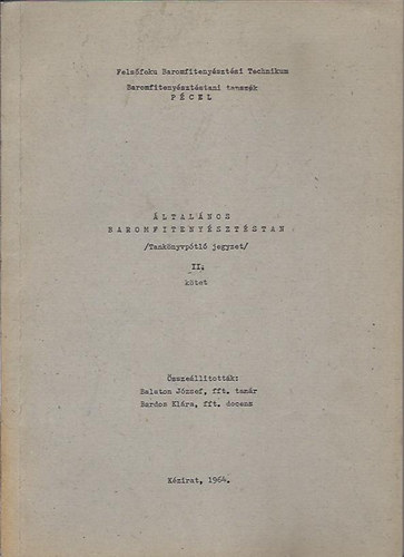 ltalnos baromfitenysztstan /Tanknyvptl jegyzet/ II. ktet