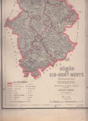 Htsek Igncz - Gmr s Kis-Hont megye kzigazgatsi trkpe