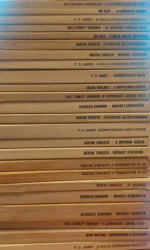 Joe Alex, Raymond Chandler, P. D. James, Erle Stanley Gardner, Agatha Christie, Edgar Wallace, Georges Simenon - 21 db Krimi ktet