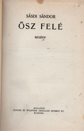 Sásdi Sándor - Ősz felé