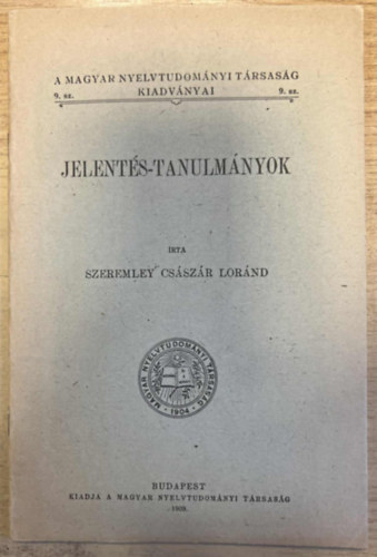 Szeremley Csszr Lornd - Jelents-tanulmnyok (A komplikcis jelentsvltozsrl)