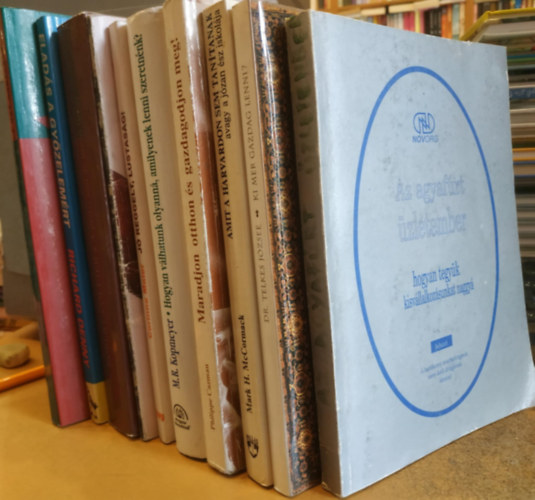 Dr. Imre Jnos, Dr. Telkes Jzsef, Philippe Cazman, M. R. Kopmeyer, Keith Schreiter, Corinne Maier, Mark H. McCormack, Robert Collier, Richard Denny, J.C. Frost - 10 db zlet, pnz: Az agyafrt zletember; Ki mer gazdag lenni?; Maradjon otthon s gazdagodjon meg?; Hogyan vlhatunk olyann, amilyenek lenni szeretnnk?; Hogyan lehet gazdag, anlkl, hogy nyerne a lottn; J reggelt, lustasg!