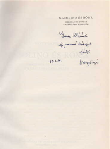 Vayer Lajos - Masolino s Rma - Mecns s mvsz a renesznsz kezdetn (Dediklt)