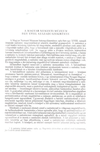 Bánkuti Imre, Hegedűs László - A Magyar Nemzeti Múzeum egy XVIII. századi szekrénye - Különlenyomat