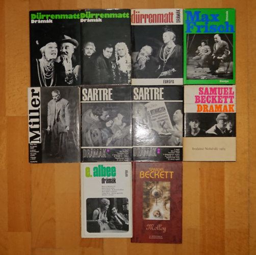 Friedrich Dürrenmatt, Max Frisch, Samuel Beckett, Jean-Paul Sartre, Arthur Miller, Edward Albee - 10 könyv a 20. század drámairodalmának meghatározó alkotóitól: Drámák (Dürrenmatt), Drámák I-II. (Dürrenmatt), Drámák (Frisch), Drámák (Beckett), Drámák I-II. (Sartre), Drámák (Miller), Drámák (Albee), Molloy