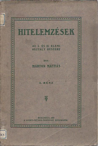 Márton Tamás - Hitelemzések - Az I. és II. osztály részére (I. rész)