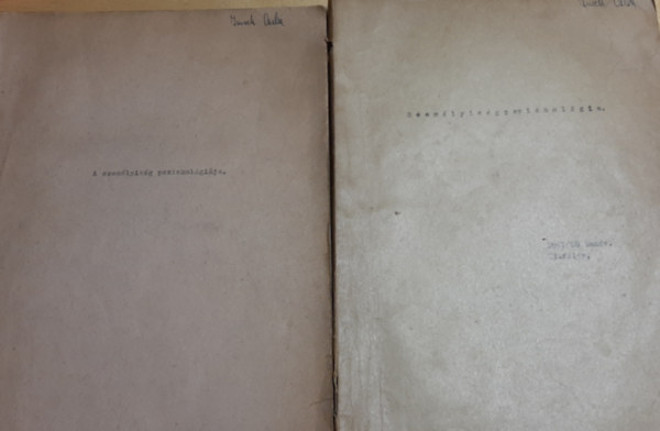 Szemlyisgpszicholgia + A szemlyisg pszicholgija (jegyzetek)
