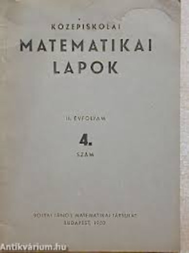 Surnyi Jnos (szerk.) - Kzpiskolai matematikai lapok VIII. ktet 4. szm