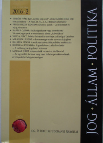 Jog, llam, politika (Jog- s politikatudomnyi folyirat) 2016/2
