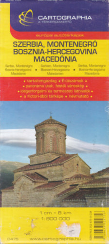 Szerbia, Montenegr�, Bosznia-Hercegovina, Maced�nia t�rk�p (1:800 000)