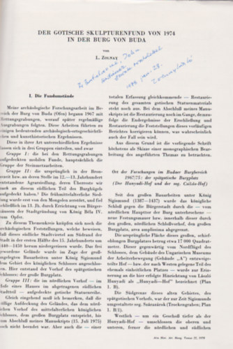 L. Zolnay - Der Gotische Skulpturenfund von 1974 in der Burg von Buda (Dediklt)