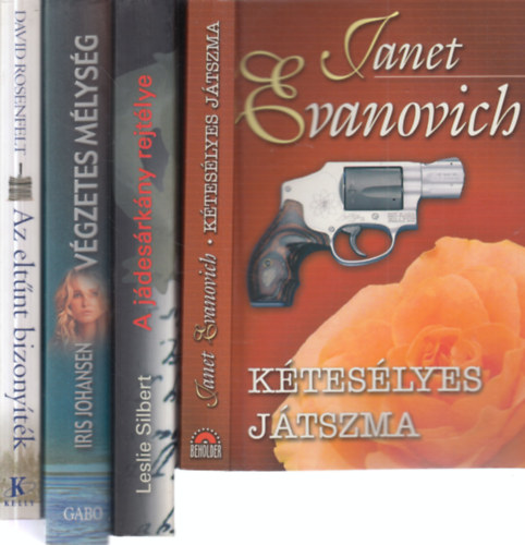 Janet Evanovich, Leslie Silbert, Iris Johansen, David Rosenfelt - 4 db. krimi (K�tes�lyes j�tszma + A j�des�rk�ny rejt�lye + V�gzetes m�lys�g + Az elt�nt bizony�t�k)