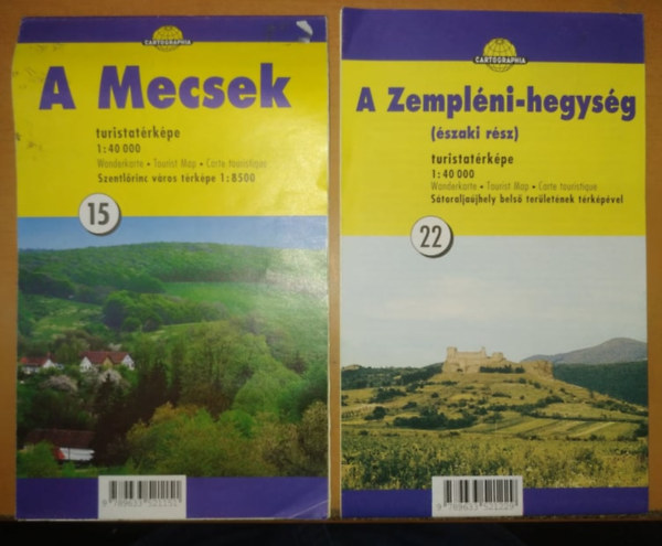 Cartographia Kiad - Trkp: 2db - A Mecsek turistatrkpe 1:40.000 (15) + A Zemplni-hegysg (szaki rsz) turistatrkpe 1:40.000 (22)