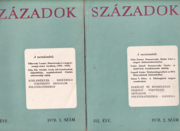 Liptai Ervin (szerk.) - Sz�zadok 1978/1, 2, 3, 5. sz�mok.