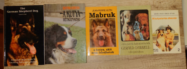 4 k�nyv a kuty�k szerelmeseinek aj�nd�k angol k�nyvvel a n��met juh�szr�l: A kutya h�tk�znapjai,, Mabruk a kutya, akit nem feledhetek, A legszebb kutyat�ert�netek, A kutyatart�s �b�c�je + The German Sepherd Dog