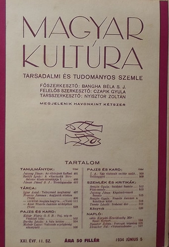 Bangha Bla S. J. (Szerk.) - Magyar Kultra XXI. vf. 11. sz. - Trsadalmi s tudomnyos szemle