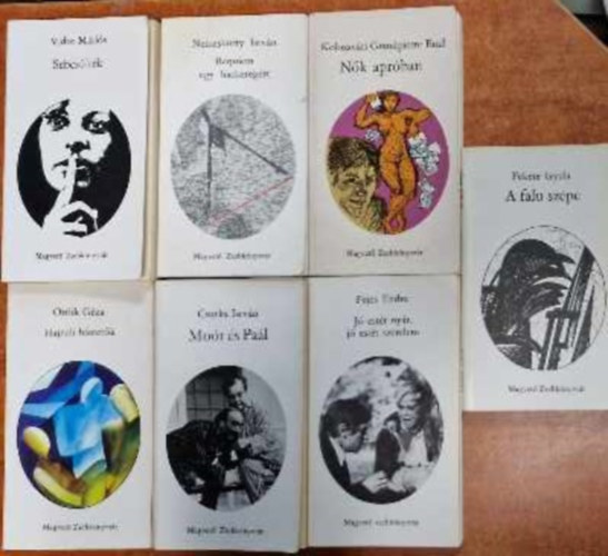 Vidor Mikls, Nemeskrty Istvn, Ottlik Gza, Kolozsvri Grandpierre Emil, Fejes Endre, Csurka Istvn, Fekete Gyula - 7 db Magvet Zsebknyvtr: Nk aprban,A falu szpe,Sebesltek,Requiem egy hadseregrt,Hajnali hztetk,