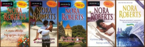 Nora Roberts - 5 db-os könyvcsomag (10 mű - 5 kötetben: A mama albérlője - Még egyszer, érzéssel / Virágok szigete - Merész vállalkozás / Bor, boldogság, Bretagne - Képregény az életem / Győztes játszma - Szerep nélkül / Nekem rendelt asszony -