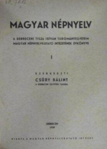 Csry Blint (szerk.) - Magyar npnyelv I.