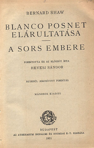 Bernard Shaw - Blanco Posnet el�rultat�sa - A sors embere