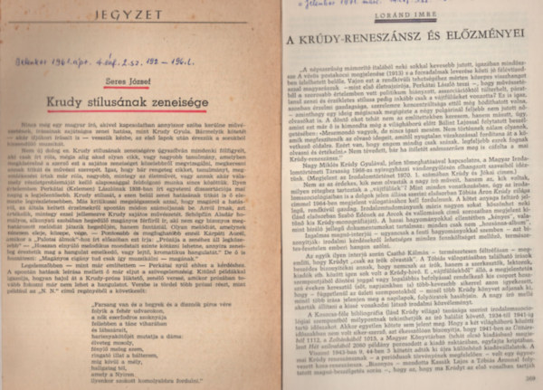 Dersi Tams, Barta Andrs, Fja Gza, Seres Jzsef - Krdy Gyula klnbz irodalomtrtneti folyiratokbl - ( 6 db egytt ) a kpen lthat szmok