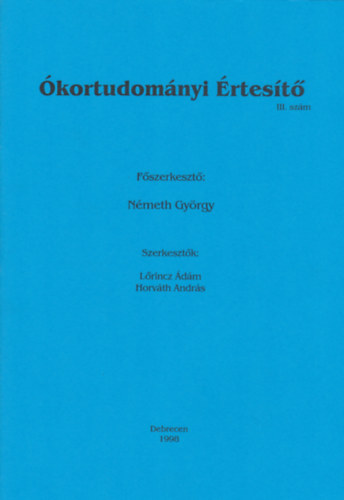 Nmeth Gyrgy (szerk) - kortudomnyi rtest III. szm