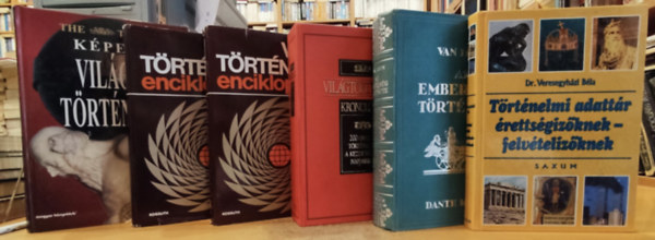 Van Loon, Dr. Veresegyhzi Bla, Gerencsr Ferenc, Sipos Attila - 6 db vilgtrtnelem: Kpes Vilgtrtnet; Vilgtrtnelmi enciklopdia 1-2.; Vilgtrtnelmi kronolgia; Az emberisg trtnete; Trtnelmi adattr rettsgizknek - felvtelizknek