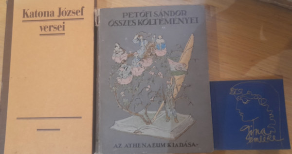 Katona J�zsef, Pet�fi S�ndor, Vajda J�nos - 3 db 19. sz�zadi magyar k�l�nleges kiad�s� versesk�tet: Katona J�zsef versei, Pet�fi S�ndor �sszes k�ltem�nyei, Vajda J�nos: Gina eml�ke