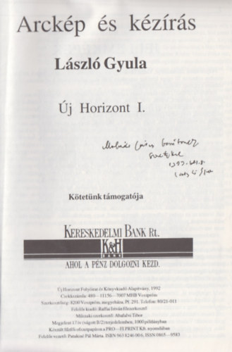 Lszl Gyula - Arckp s kzrs (j Horizont I.) - dediklt