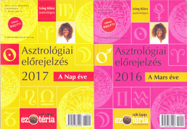 Izing Klra - 2 db Asztrolgiai elrejelzs: 2016- A Mars ve, 2017 - A Nap ve