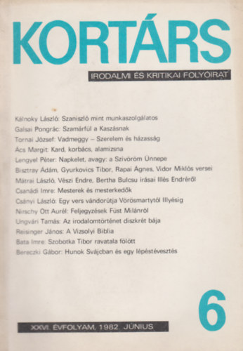 Kort�rs 6. XXVI. �vfolyam 1982. j�nius