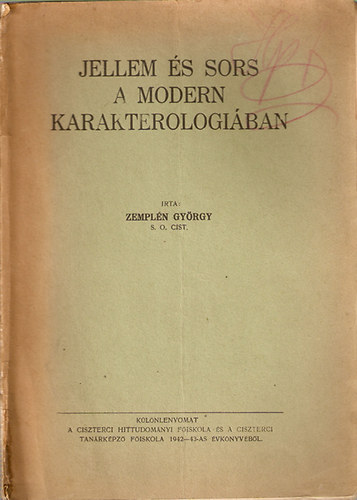 Jellem s sors a modern karakterologiban