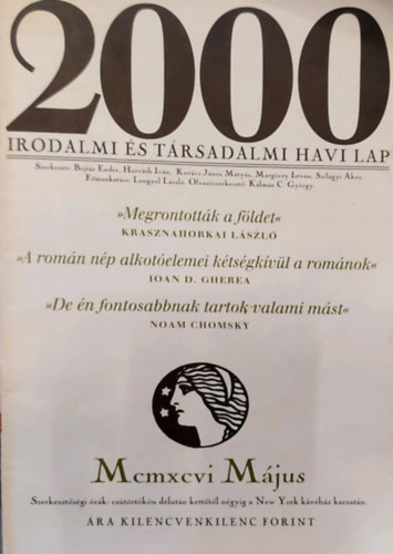 Bojtr Endre (szerk.) - 2000 Irodalmi s Trsadalmi havi lap ( VIII. vfolyam 5. szm, mjus)